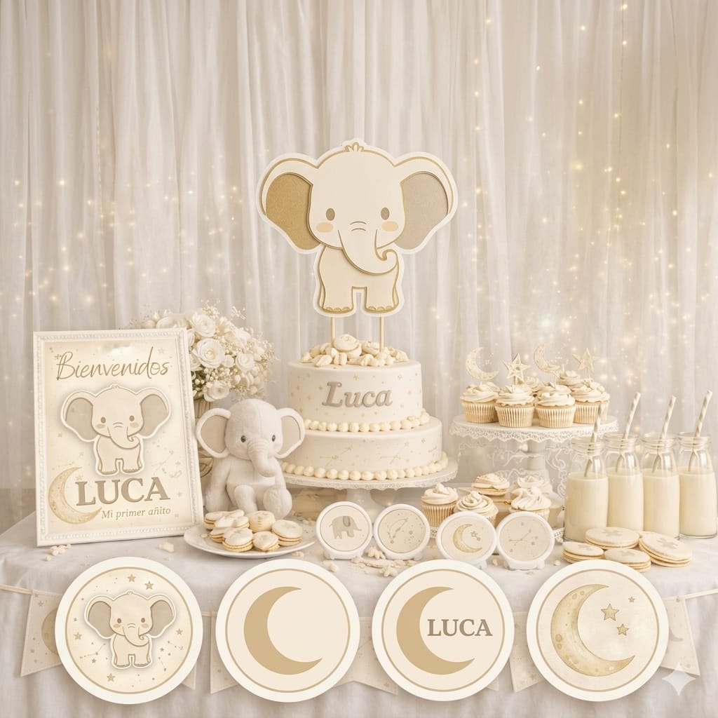 Kit de Fiesta Elefante Beige - Imagen 2